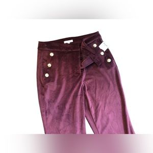 Maison d’Amelie Women’s Velvet Pants burgundy size 8 nwt